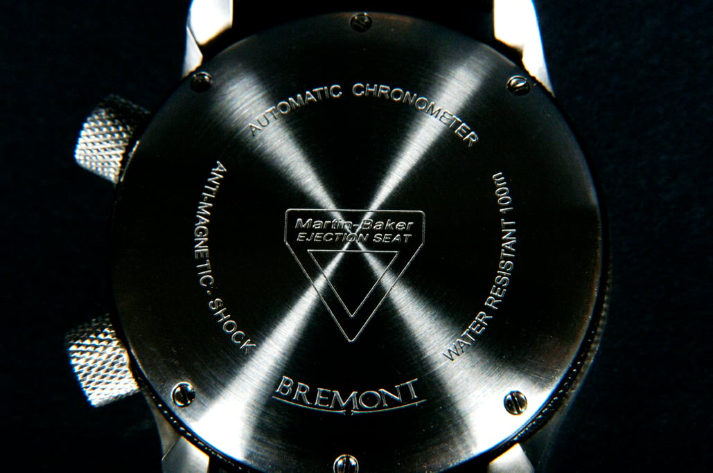 MB1 Watch case showing engraving on the back